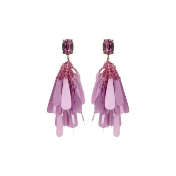 Oscar De La Renta Sequin Petal Clip on Earrings