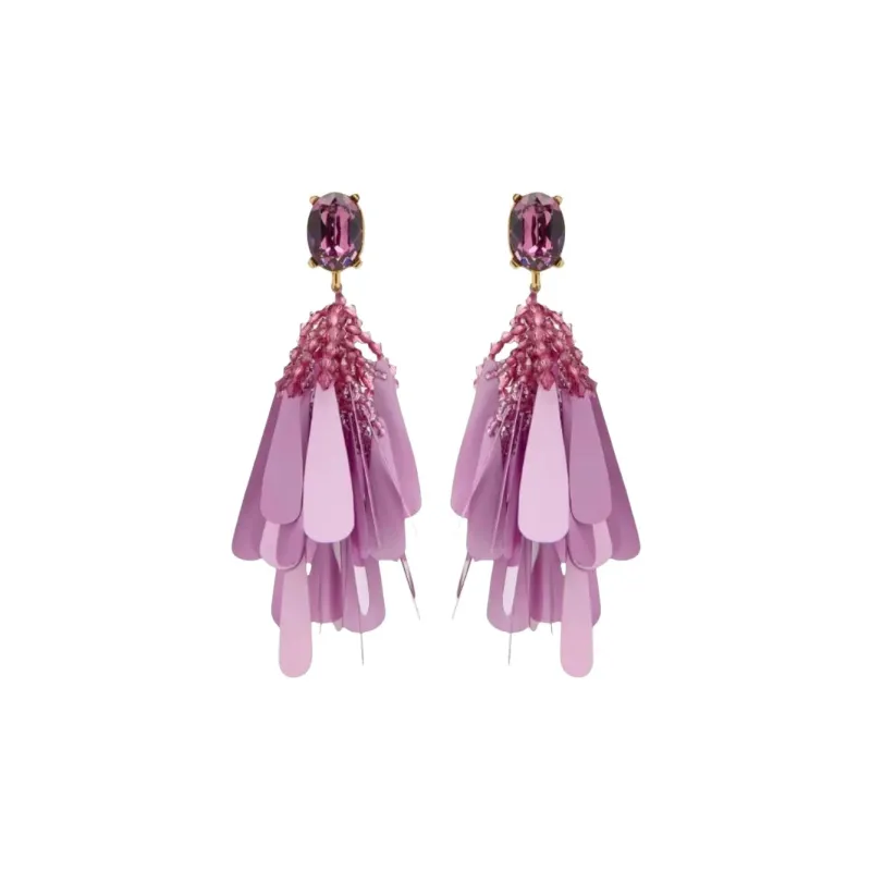 Oscar De La Renta Sequin Petal Clip on Earrings-0