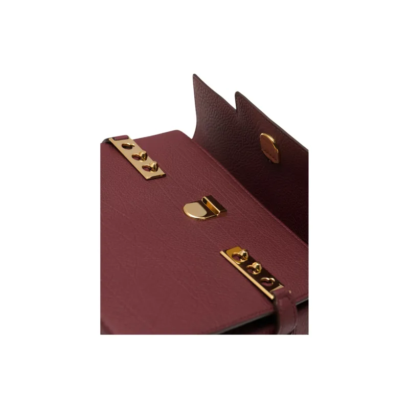 Delvau Tempête Calfskin Handbag Women's Burgundy-5