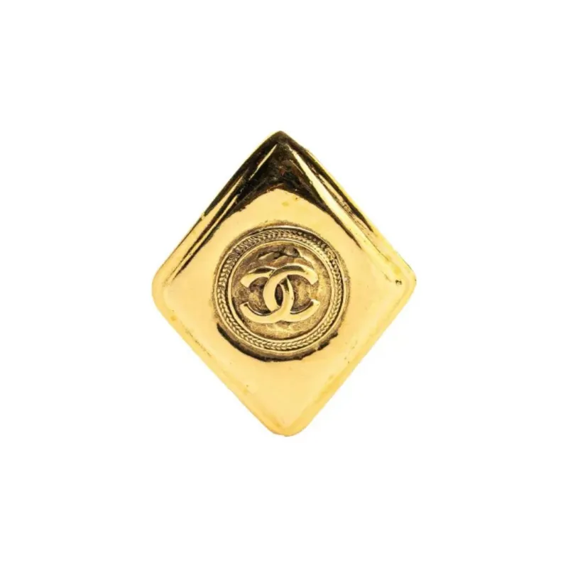CHANEL Cc Logo embossed Rhombus Brooch-0