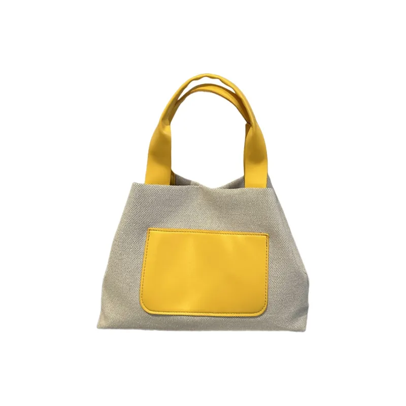 AOSONG Canvas Handbag Regular Unisex Yellow/Coffee/Black/Brown-5