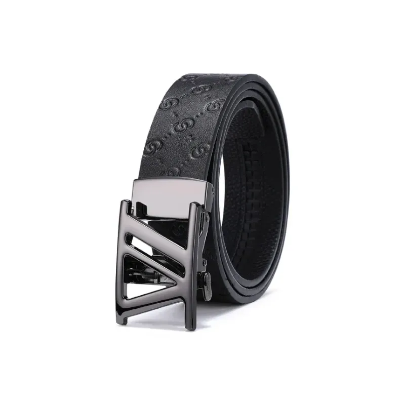 Cheekkiss Cow Leather Belts Men's Silver Gunmetal 3.5cm-8