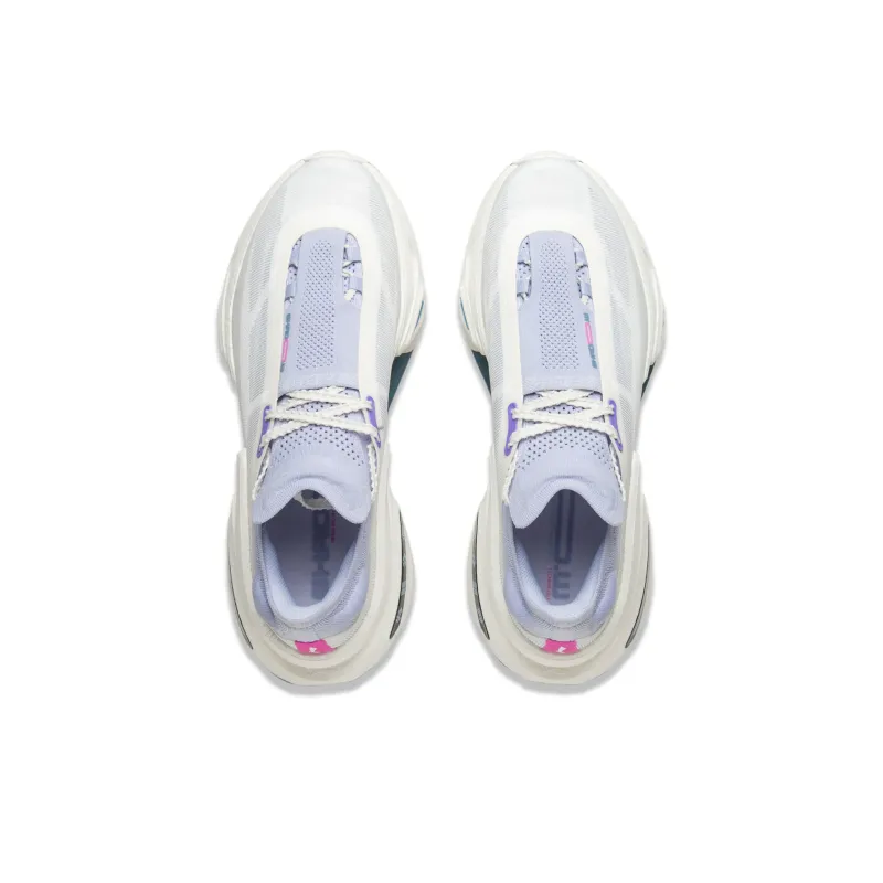 LiNing Shadow 3.0 Cushioning Rebound Height Increasing Low-Top Casual Running Shoes Men's White Purple-3