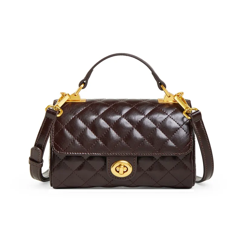 Teenmix Synthetic Leather With Cow Leather Crossbody Bag, Shoulder Bag, Handbag Women's Coffee/Black-9