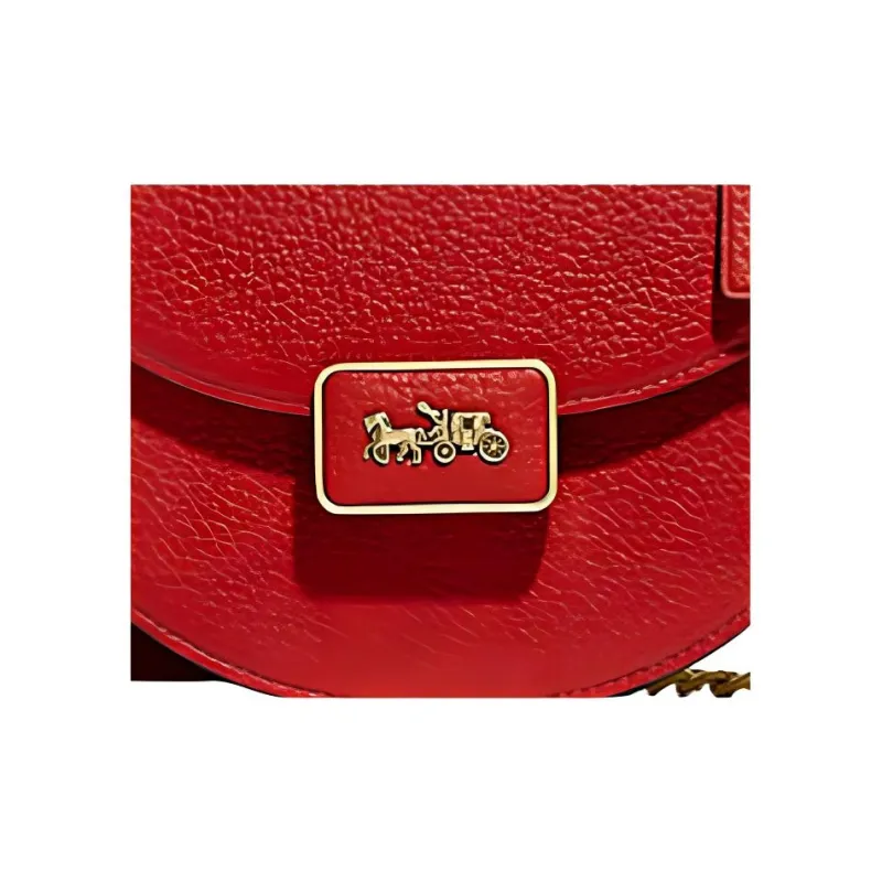 COACH Alie Pebbled Leather Saddle Bag Shoulder Bag Crossbody Bag Small Size Women's Red-3