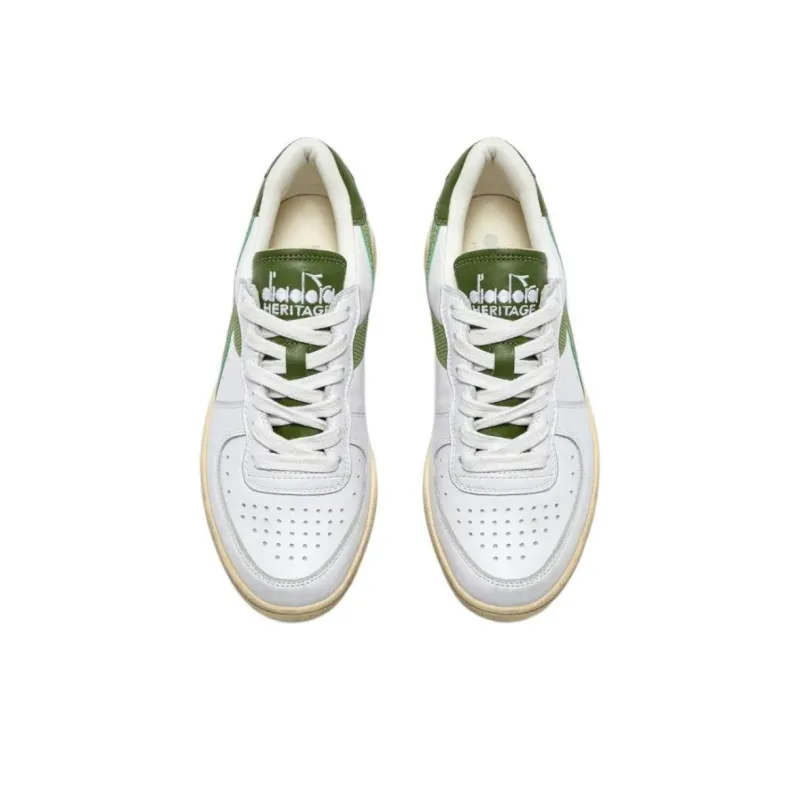 Diadora Mi Basket Anti Slip Wear Resistant Low Top Casual Shoes Men's White Green-2