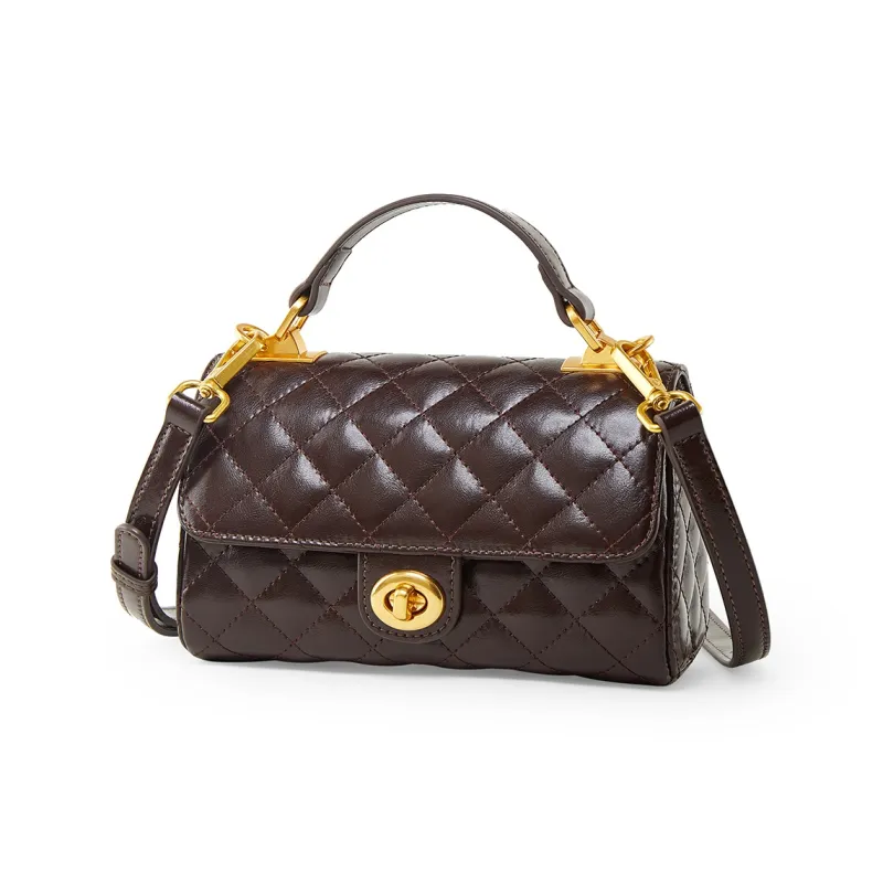 Teenmix Synthetic Leather With Cow Leather Crossbody Bag, Shoulder Bag, Handbag Women's Coffee/Black-10