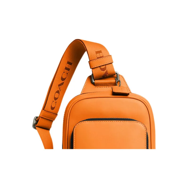 COACH Track Calfskin Fanny Pack Shoulder Bag Sling Bag Mini Unisex Orange-3