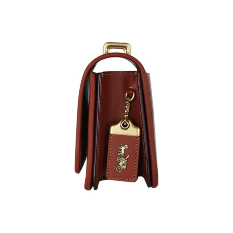 COACH PVC Crossbody Bag Shoulder Bag Medium Size Women's Red Brown-2