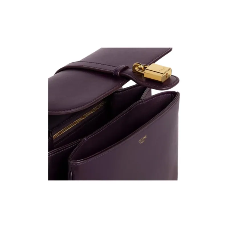 CELINE Tabou Smooth Cow Leather Handbag Shoulder Bag Crossbody Bag Medium Size Women's Dark Purple-3