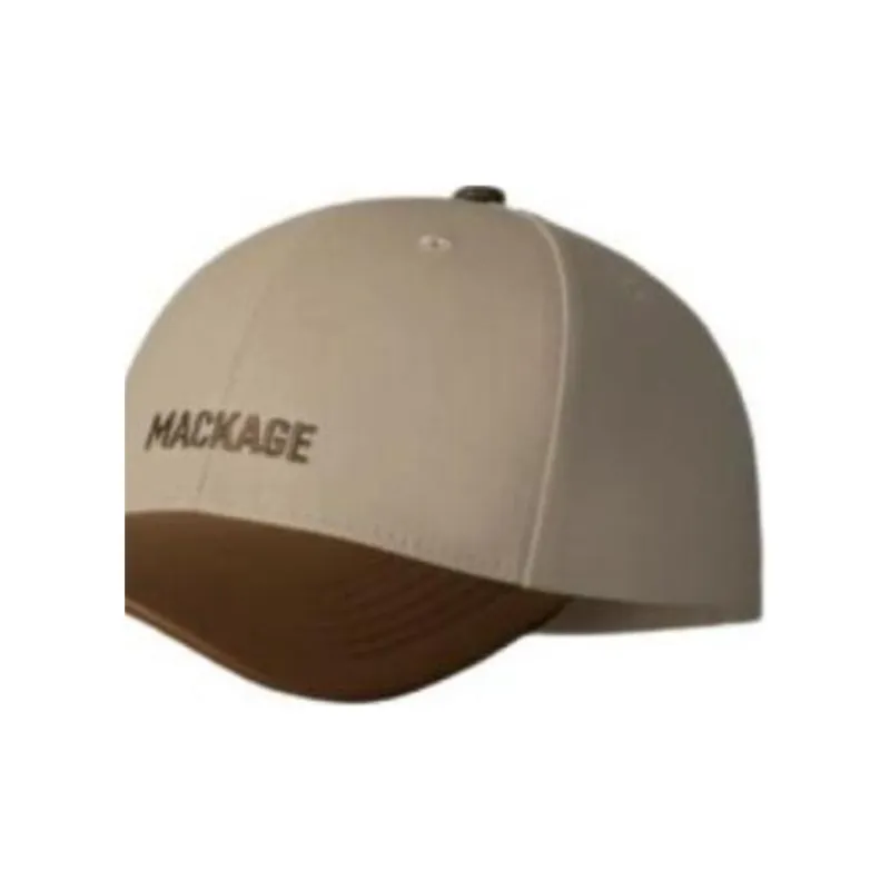 MACKAGE Cotton Canvas Leather Baseball Caps Unisex Brown-2