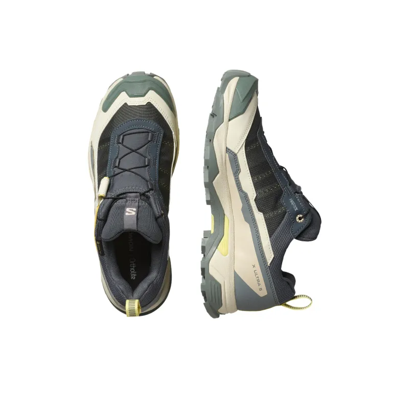 SALOMON Abrasion Resistant Low Top Hiking Shoes Women's Green White-4