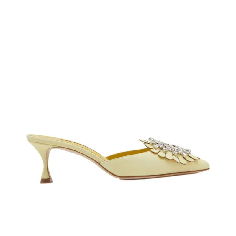 MANOLO BLAHNIK Closed Toe Slippers 5cm Women's Yellow-1