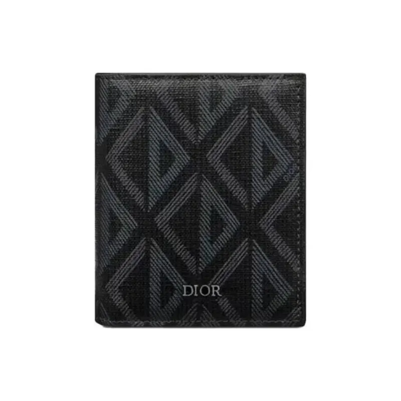 DIOR Canvas Wallet Men's Black & Gray-0