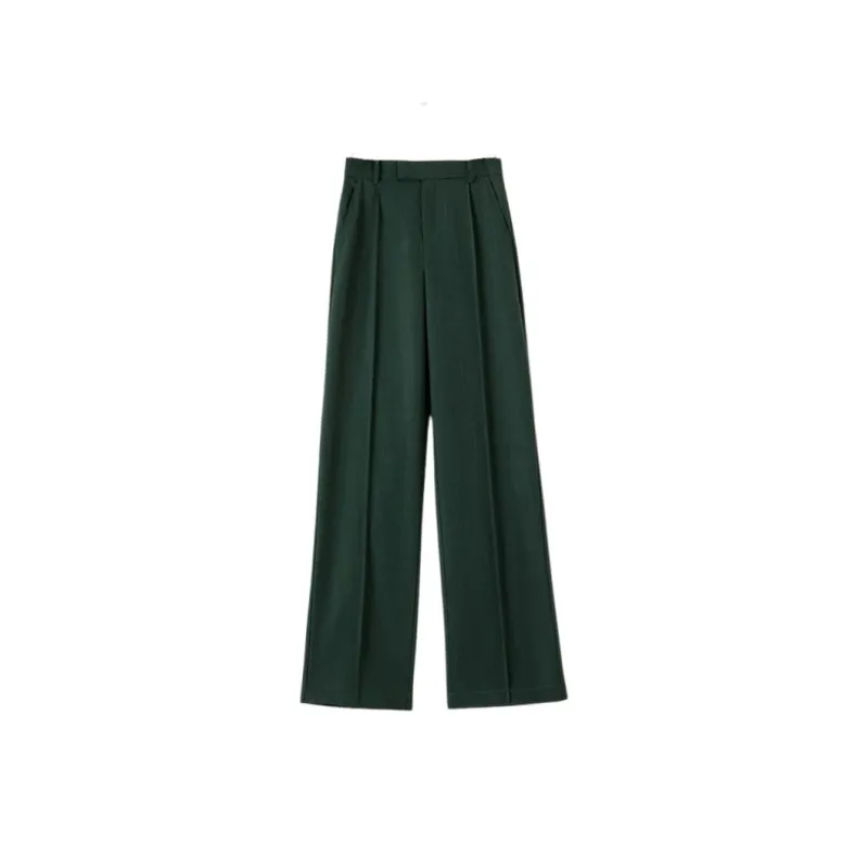 Late White Casual Pants Women's Dark Green-2