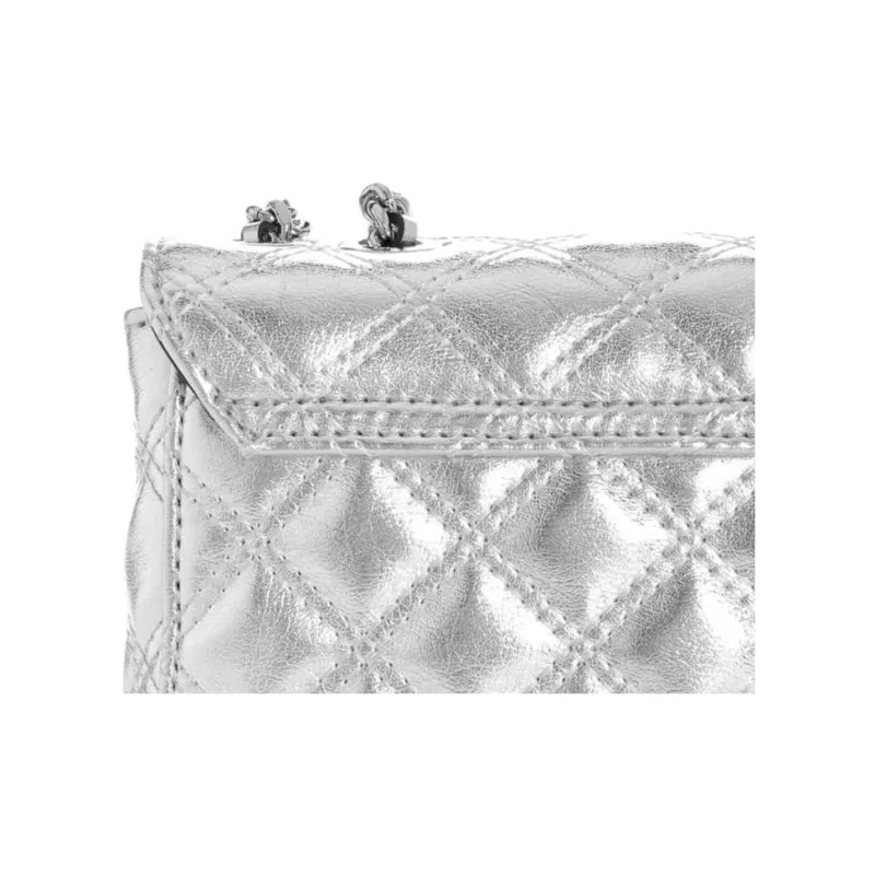 GUESS Metal Faux Leather Shoulder Bag Crossbody Bag Mini Unisex Silver-3
