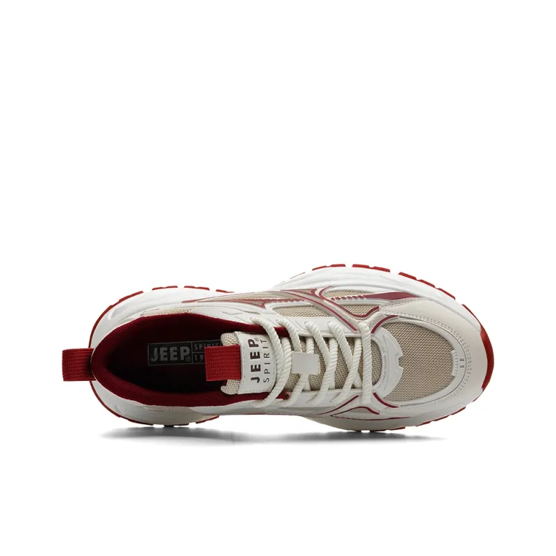 JEEP SPIRIT Anti-Slip Wear-Resistant Breathable Height Increasing Low-Top Chunky Sneakers Men's China Red-4