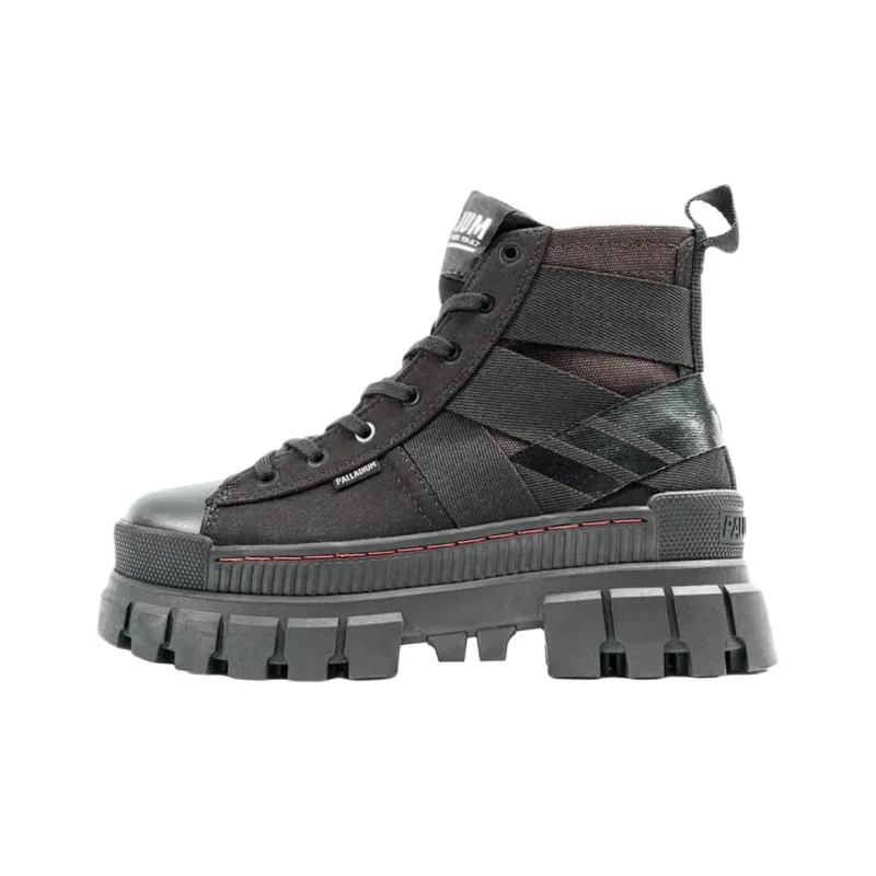 Palladium Revolt Wear resistant And Waterproof Mid Top Canvas Shoes Women's Black-0