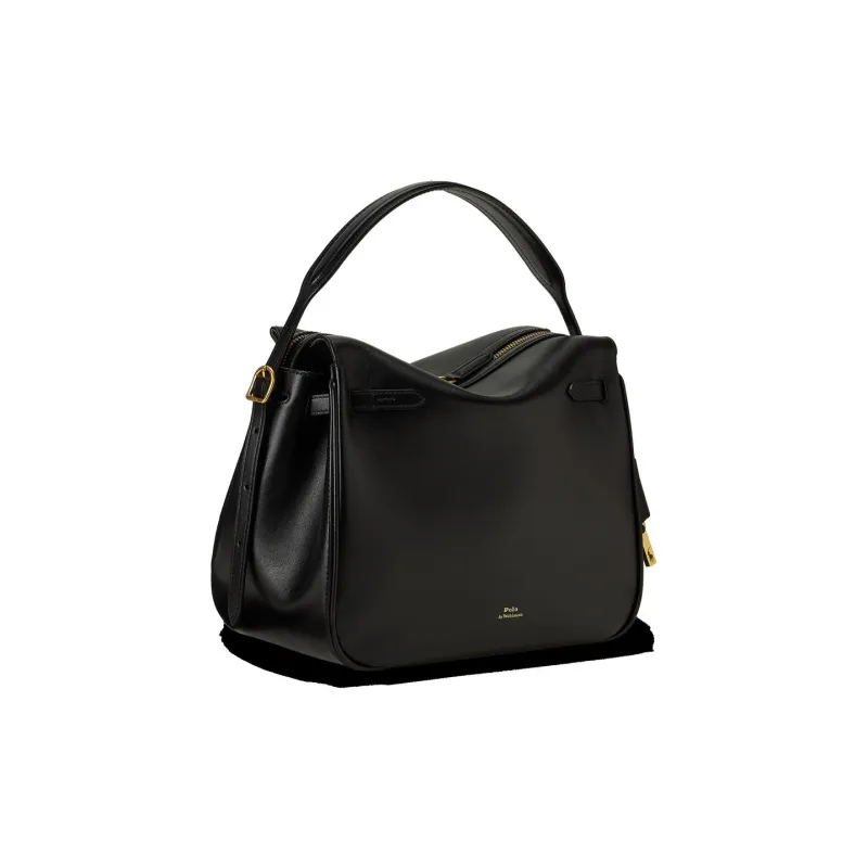 Ralph Lauren Polo ID Cow Leather Shoulder Bag Women's Black-1