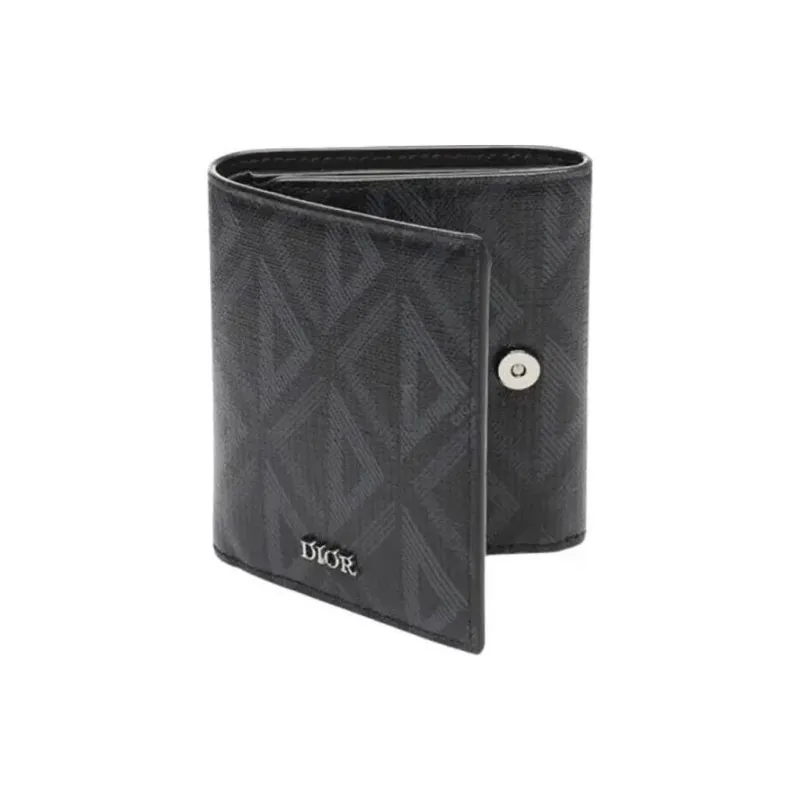 DIOR Canvas Wallet Men's Black & Gray-1