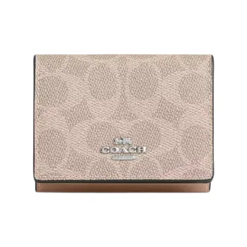 COACH Trifold Wallet Leather Wallet Small Size Women's Silver
