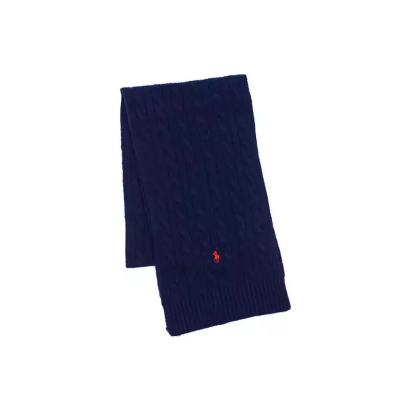 Polo Ralph Lauren Logo Embroidered Cable Knit Scarf-3