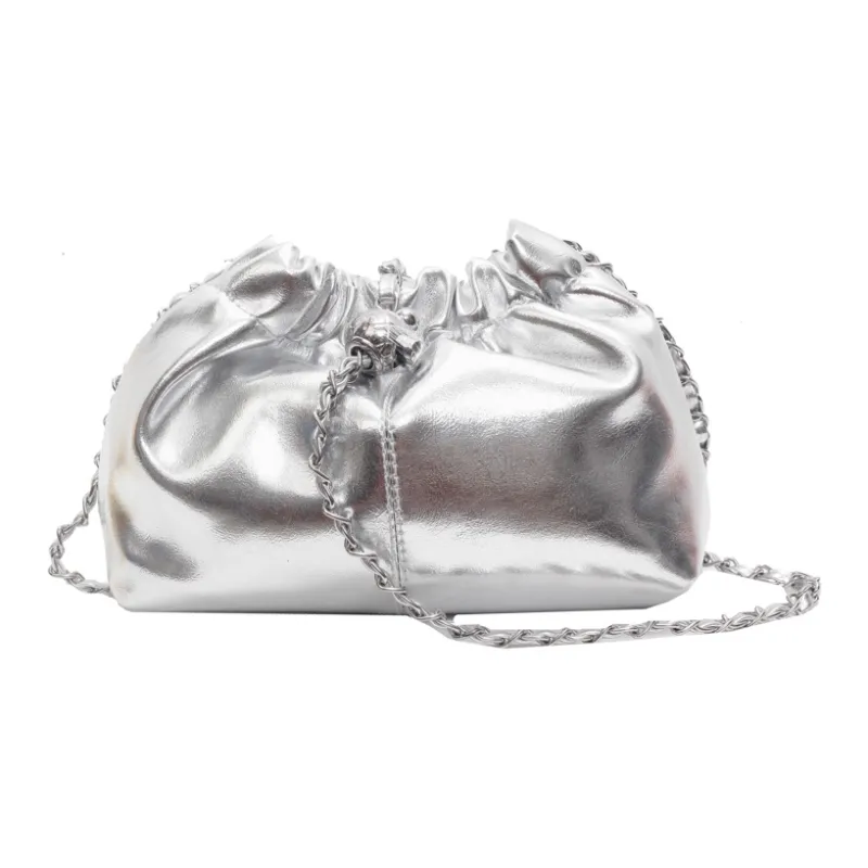 Yalu PU Pleated Shoulder Bag, Crossbody Bag Women's Gold/Silver-8