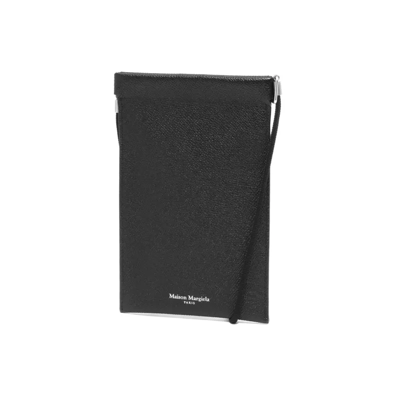 Maison Margiela Grain Leather Cell Phone Pouch Unisex Black-1