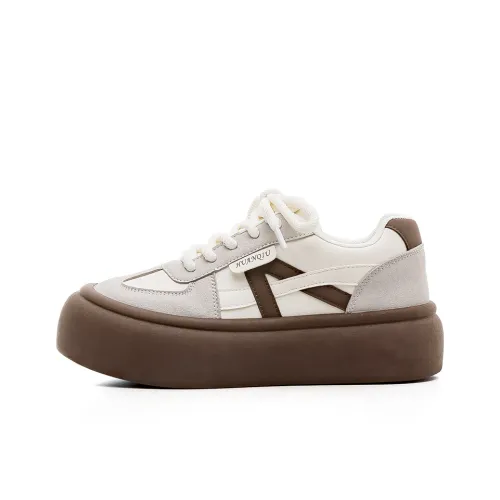 HUANQIU Anti Slip And Wear Resistant Lightweight Low Top Skateboard Shoes Women's Beige Brown