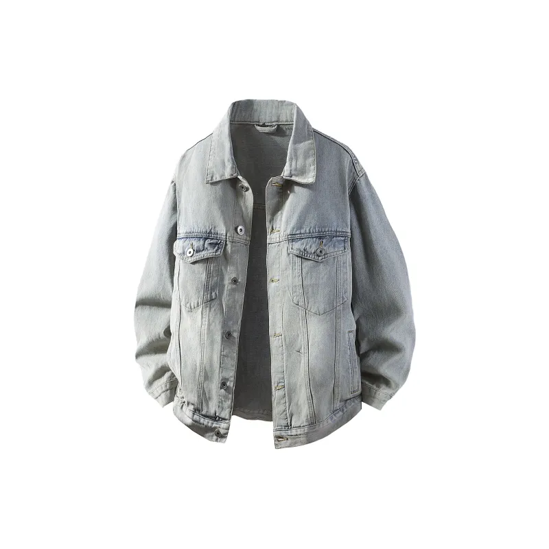 A.X.S.K Denim Jacket Unisex Distressed White Black-6