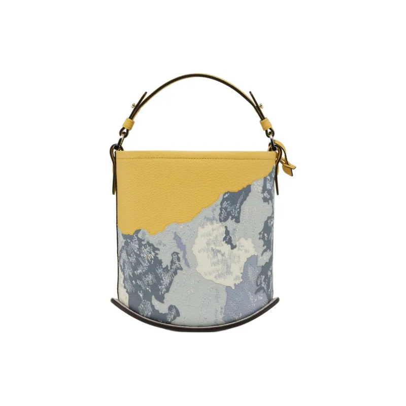 Delvau Pin Soft Grained Calfskin Handbag Mini Women's Yellow & Light Blue-2