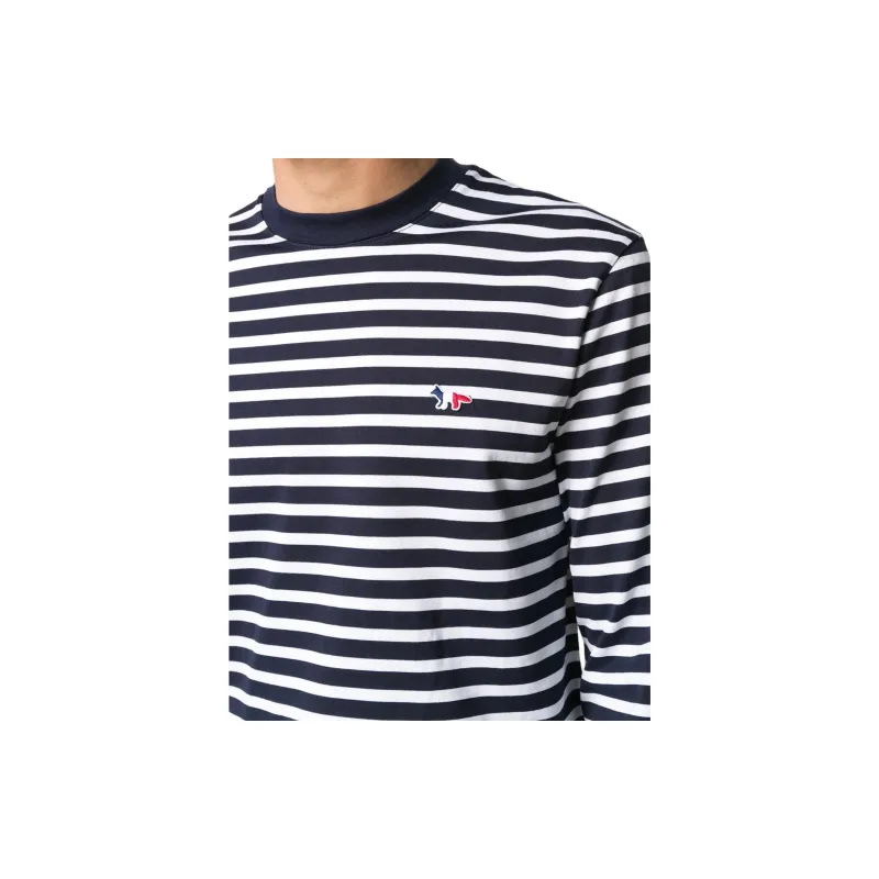 Maison Kitsune Striped Fox Patch Classic T Shirt-6