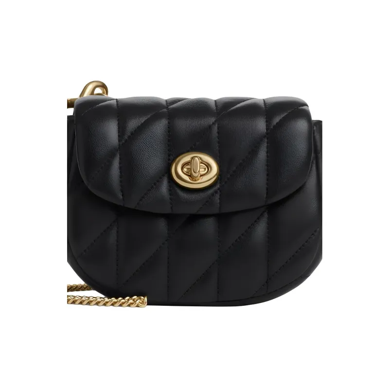 COACH Turnlock Nappa Leather Crossbody Bag, Shoulder Bag Mini Women's Black-2