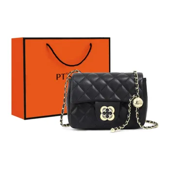 PT'SON Cow Leather Small Square Bag Shoulder Bag, Crossbody Bag Regular Women's Black