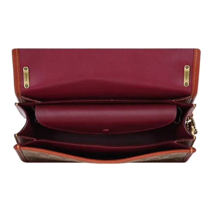 COACH PVC Crossbody Bag Shoulder Bag Medium Size Women's Red Brown-4