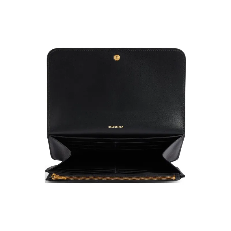 Balenciaga Smooth Cow Leather Wallet Women's Black-2