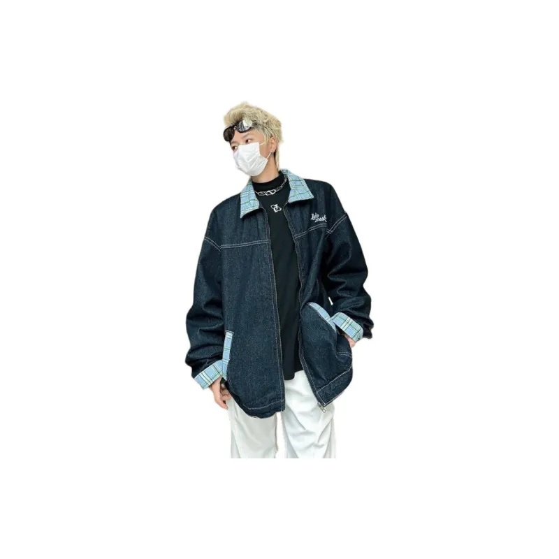 KOKO BASE Denim Jacket Unisex Red Plaid-5