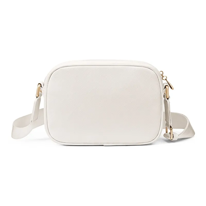 POLO Synthetic Leather Shoulder Bag Women's Ecru/Black-3