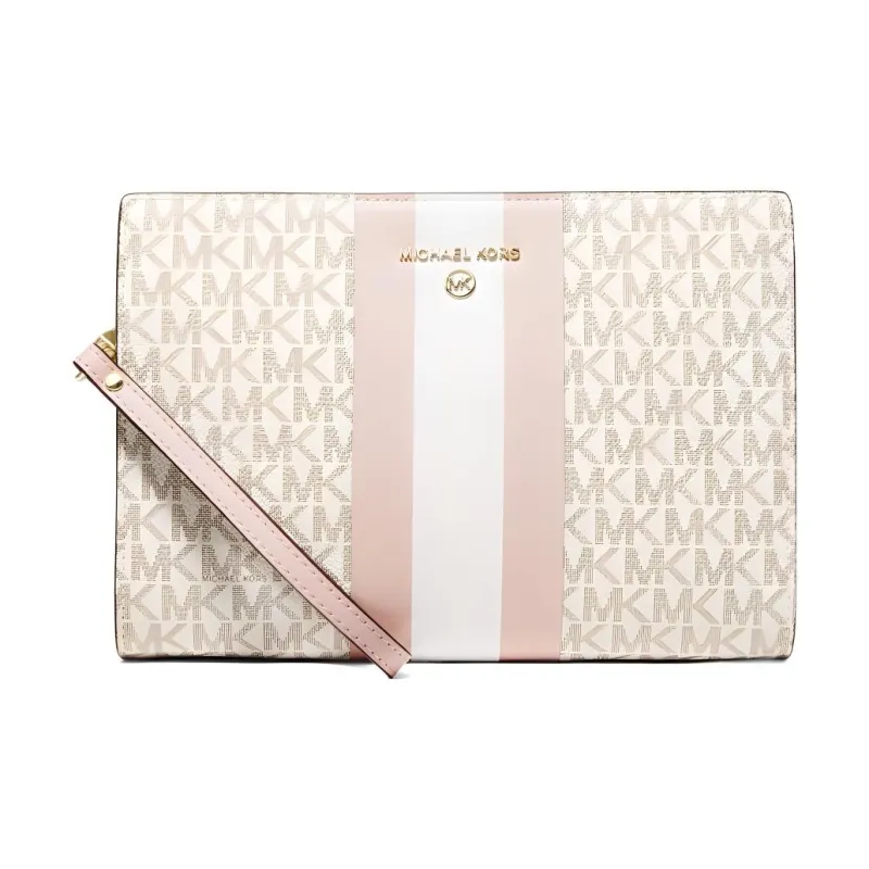 MICHAEL KORS Coated Canvas Wrist Bag Clutch Medium Size Women's Pink-0