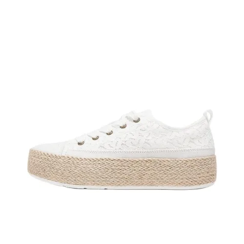 Skechers Bob's Anti-Slip Wear-Resistant Low-Top Canvas Shoes Women's White