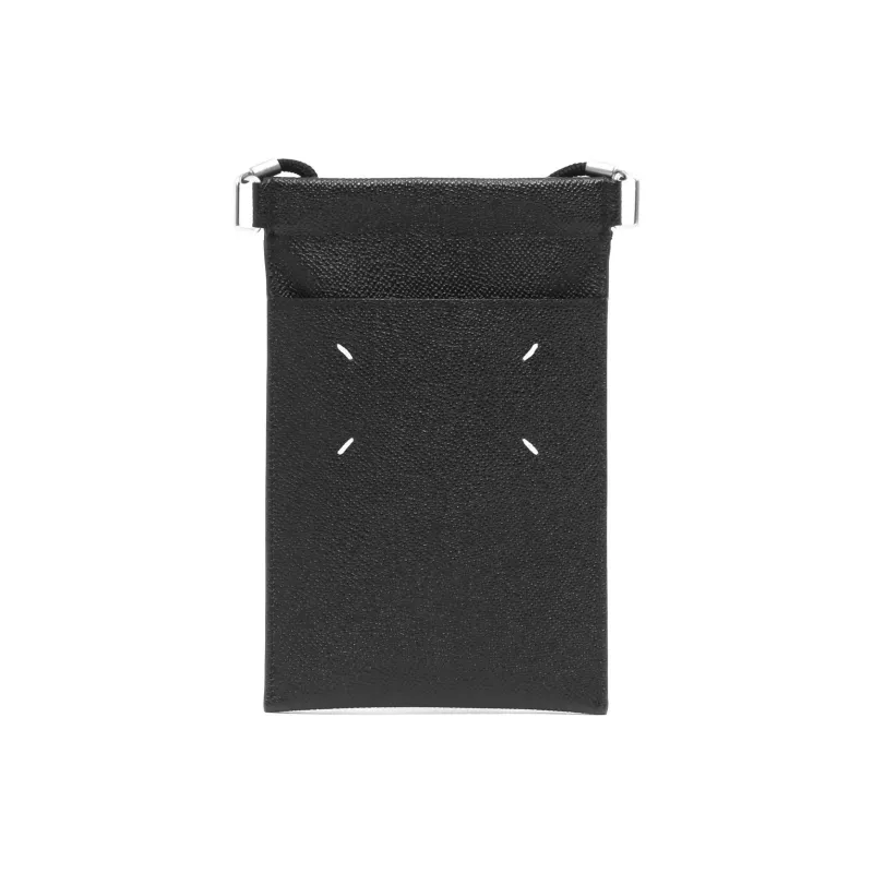 Maison Margiela Grain Leather Cell Phone Pouch Unisex Black-2