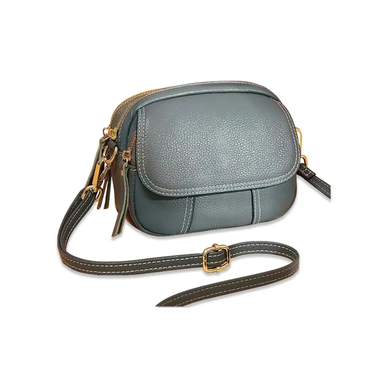 Yalu Cow Leather Crossbody Bag Women's Pearl Blue/Caramel/Black-4