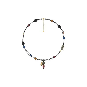 GOOGMO 18K Gold Plated Copper, Black Agate, Spot Stone Collarbone Chain Necklace Women's