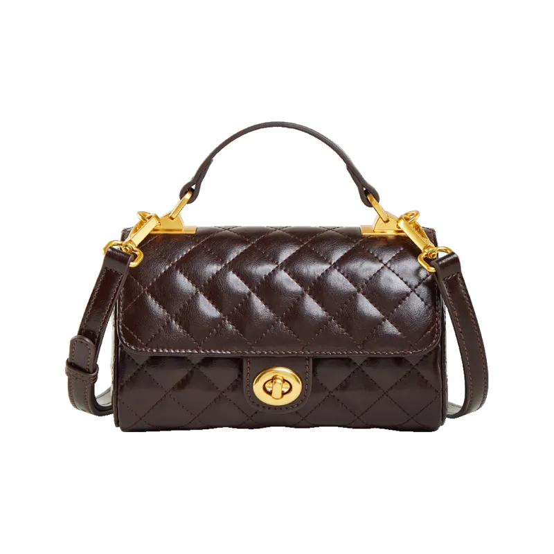 Teenmix Synthetic Leather With Cow Leather Crossbody Bag, Shoulder Bag, Handbag Women's Coffee/Black-14