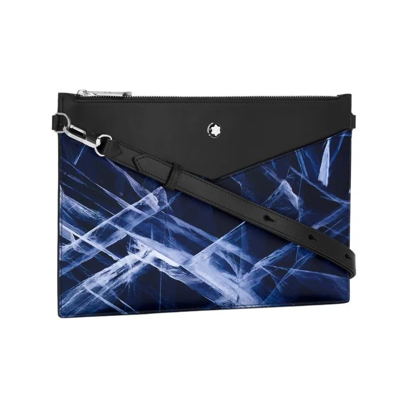 MONTBLANC Cow Leather Crossbody Bag Shoulder Bag Men's Black & Blue-1