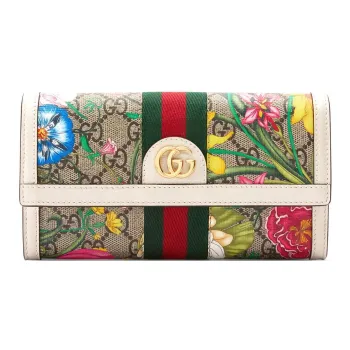 GUCCI Ophidia Canvas With Leather Wallet Women's White/Beige