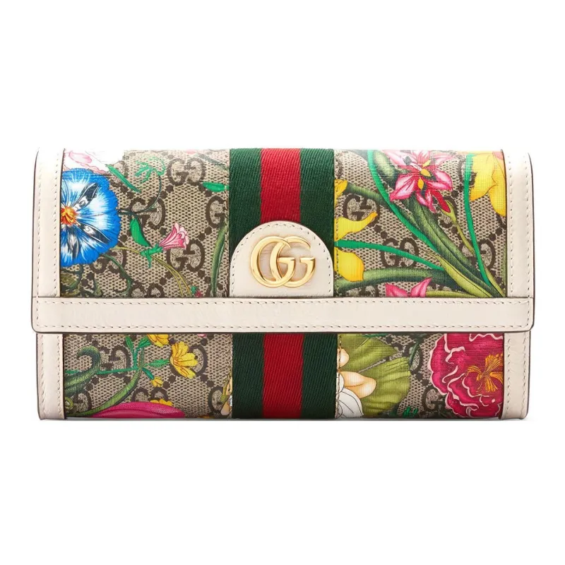 GUCCI Ophidia Canvas With Leather Wallet Women's White/Beige-0