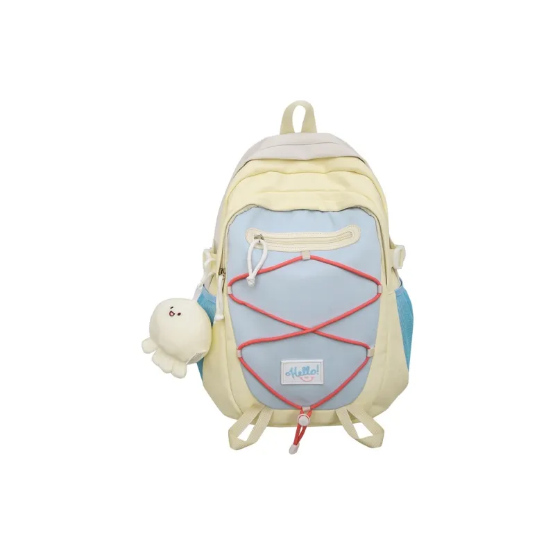 NOMK Nylon Backpack Unisex Pink/Yellow/Blue/Gray/Khaki/Green-4