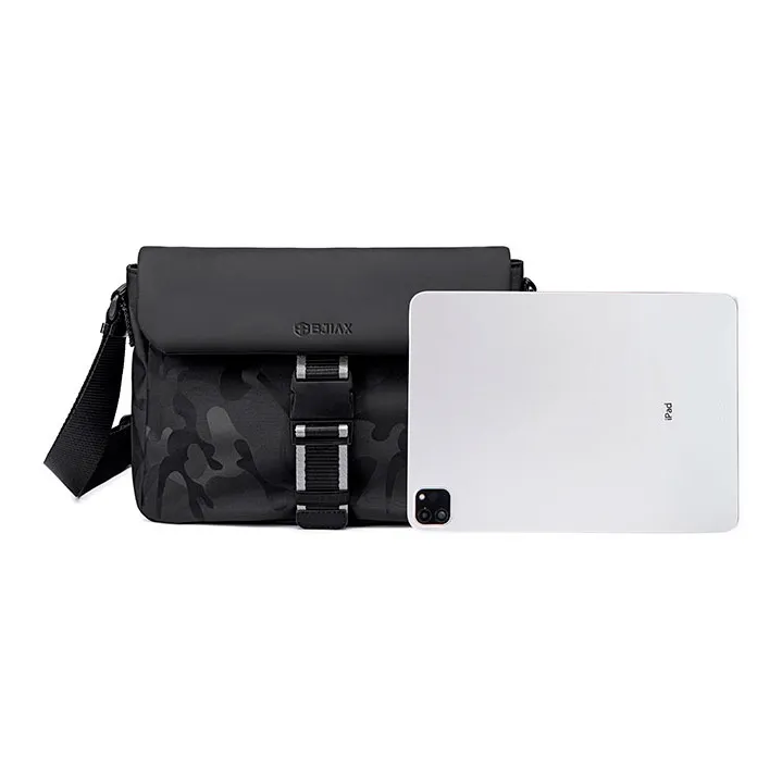 BJIAX Nylon Shoulder Bag Small Size Men's Black Camouflage-6