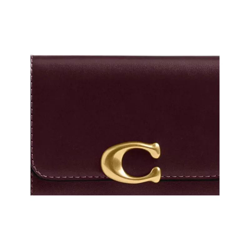 COACH Bandit Calfskin Card Holder Women's Dark Red-3